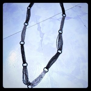 Long silver and black Chain necklace